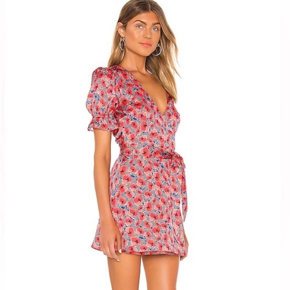 NEW Revolve x House of Harlow Aja Mini Dress Wrap Red Poppy Floral Medium - Picture 13 of 13